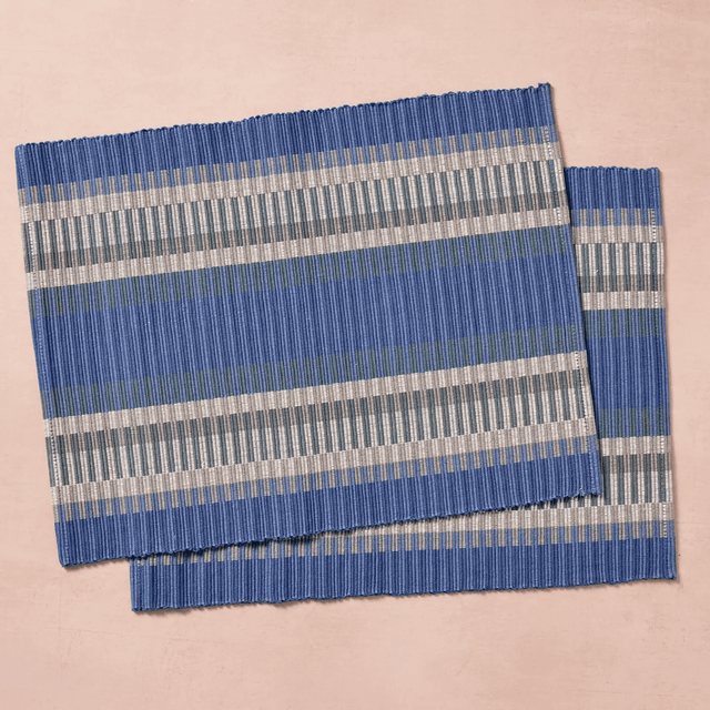 Khana Handloomed Cotton Placemat Set of 2 in Blue from Ten Thousand Villages at Pinch in Northampton, MA