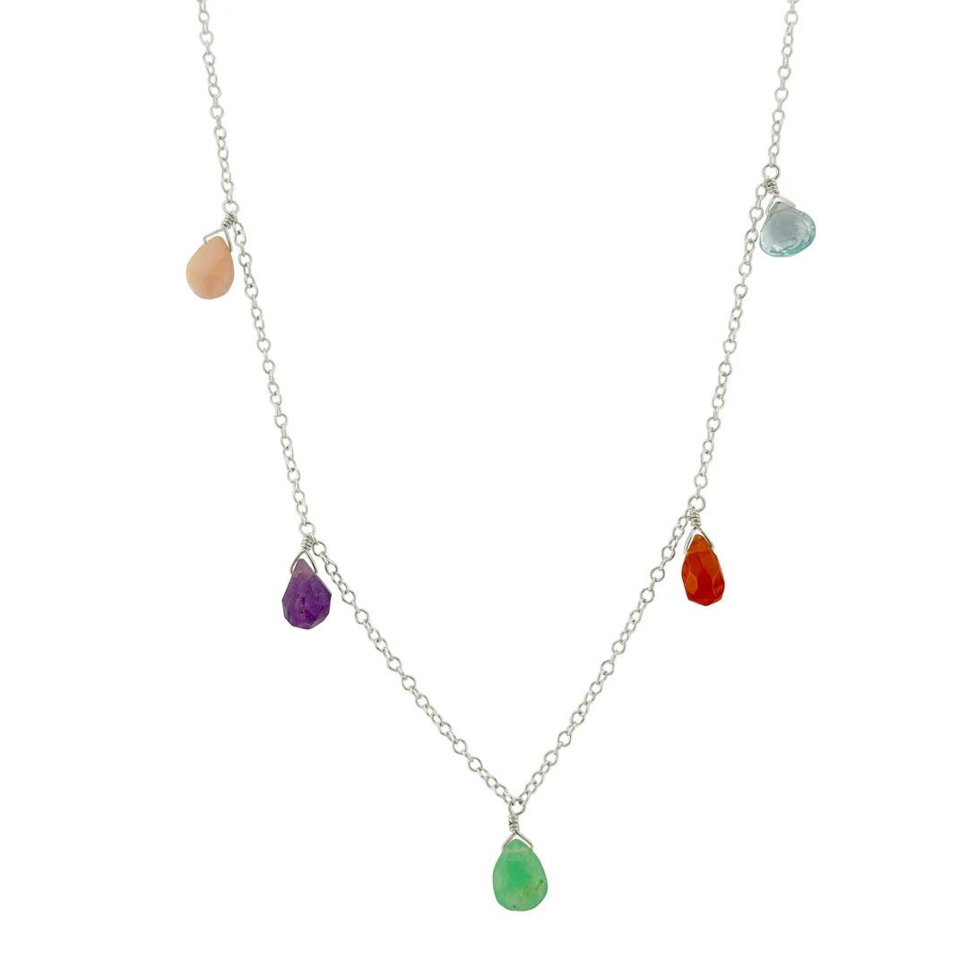 Opal, Topaz, Carnelian, Amazonite, Amethyst Necklace in Sterling Silver