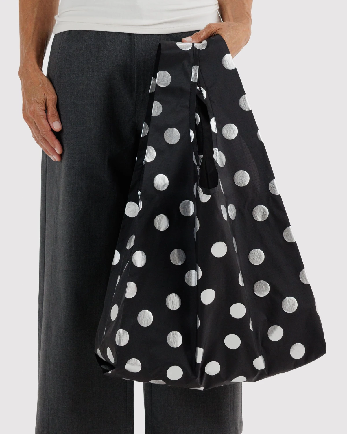 Silver Metallic Polka Dot Standard Baggu