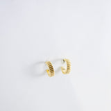 Tiny Ribbed Hoop on Post Gold Vermeil