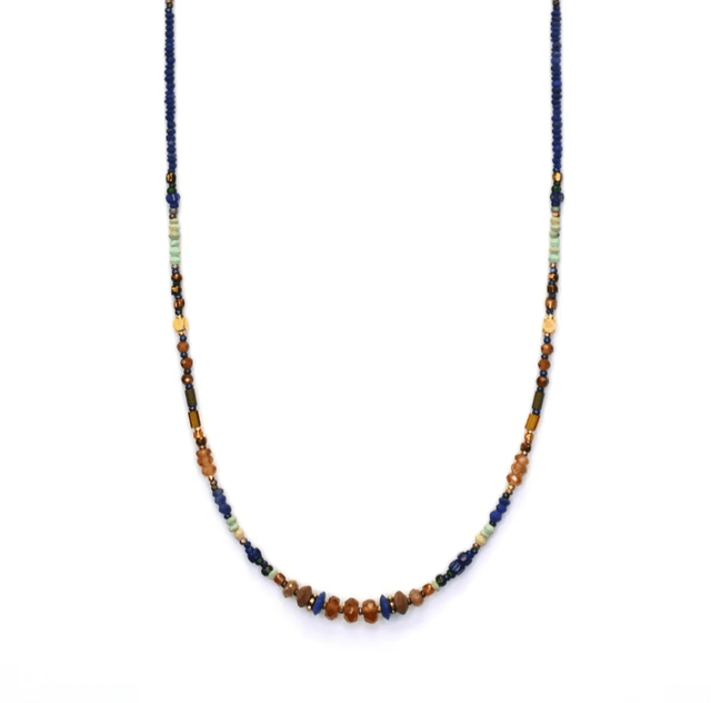 Gold Fill Necklace with Citrine, Hessonite, Lapis, and Turquoise from Chipita at Pinch in Northampton, MA