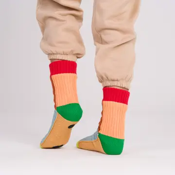 Kaleidoscope House Socks in Stone Rust Blue Size Large/XL