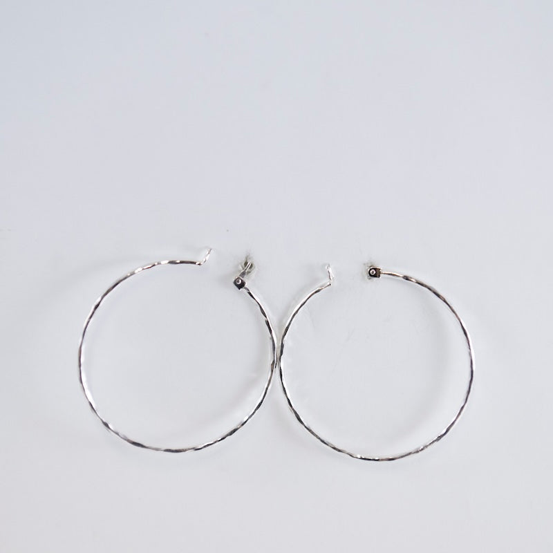 Medium Hammered Hoops in Sterling Silver