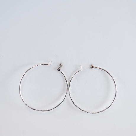 Medium Hammered Hoops in Sterling Silver