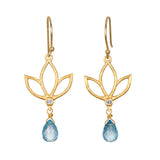 Blue Topaz Lotus Drop Earrings