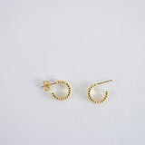 Tiny Ribbed Hoop on Post Gold Vermeil