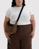 Small Nylon Crescent Bag in Leopard