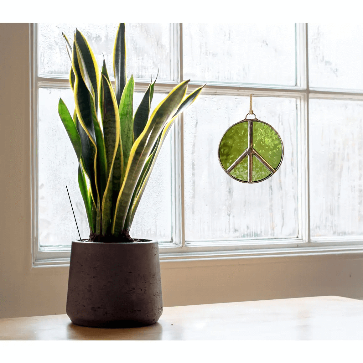 Glass Peace Sign Suncatcher in Treehugger