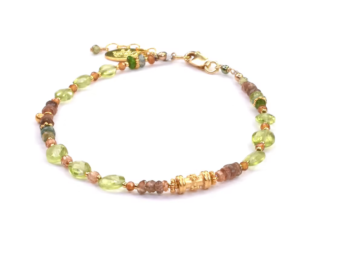 Gold Fill, 18K Vermeil, Peridot, Emerald, Citrine, Andalusite Bracelet