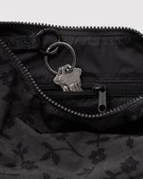 Small Nylon Crescent Bag in Charcoal Ditsy Floral