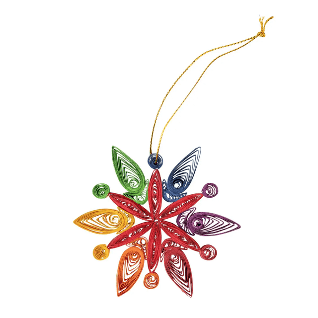 Rainbow Snowflake Quilled Ornament from Ten Thousand Villages at Pinch in Northampton, MA