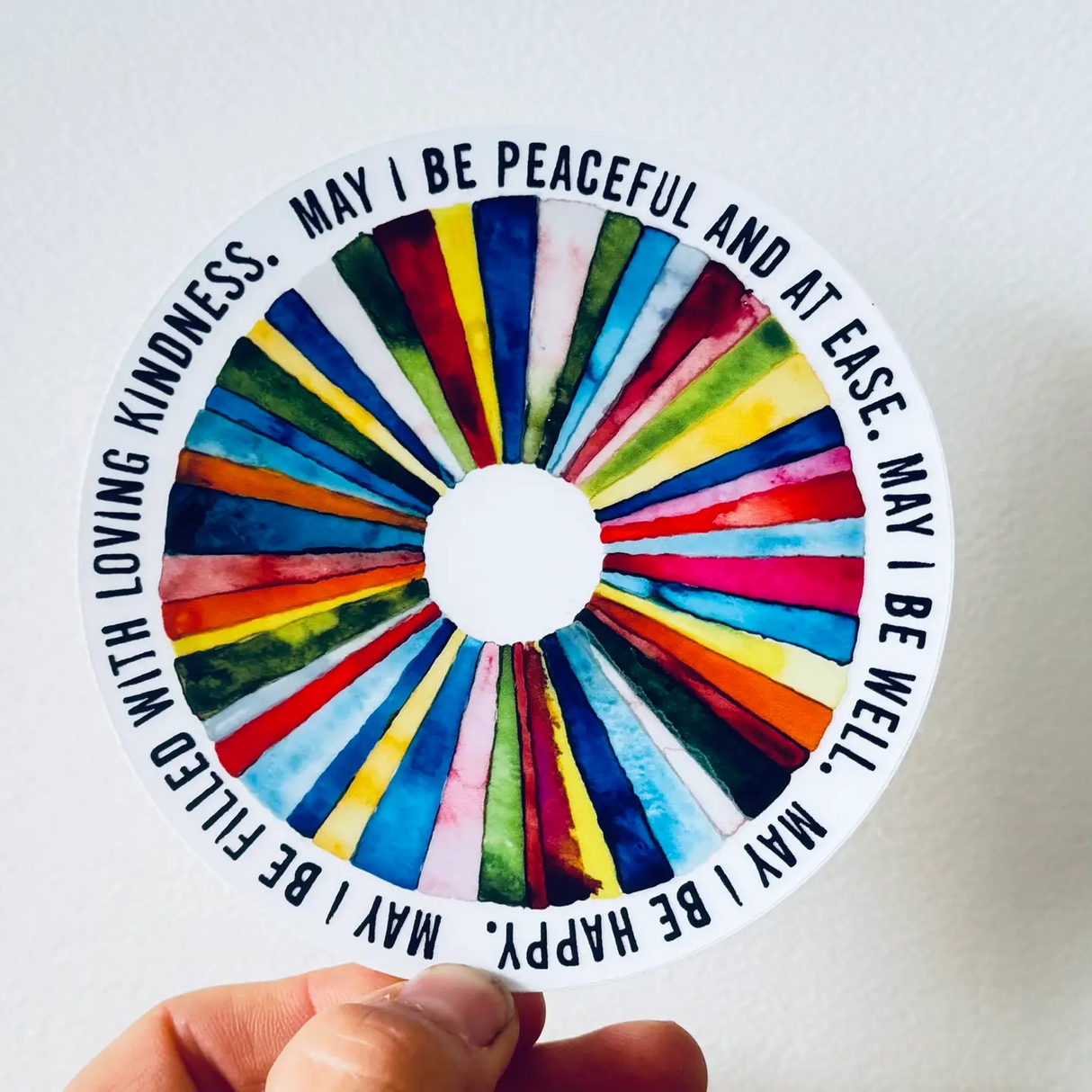 Frost Vinyl Sticker Metta Prayer with Hand Painted Art