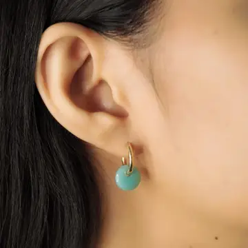 Simple Gold Huggies with Jade