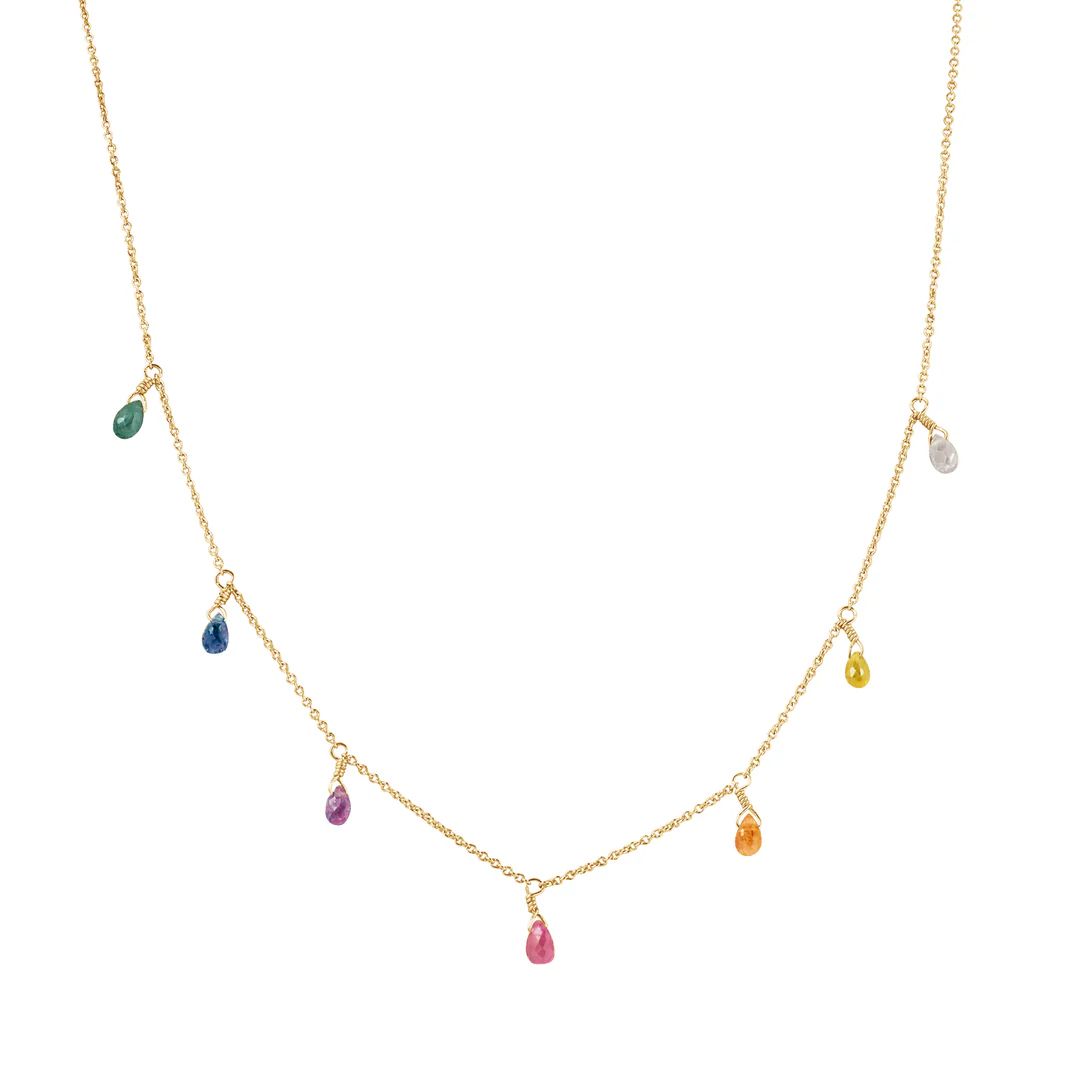 Sapphire Drops Necklace In Gold Vermeil