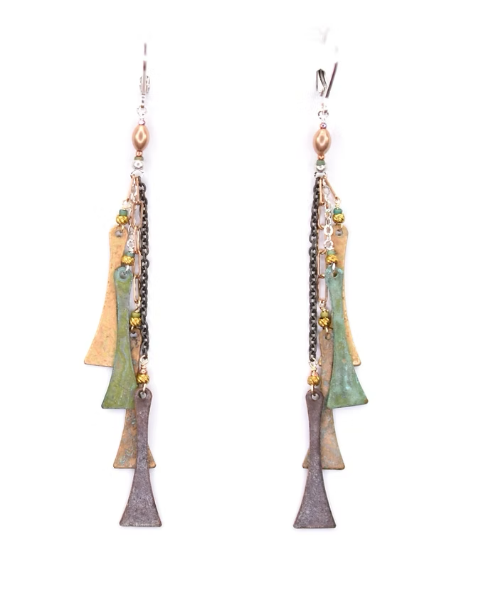 Sterling Silver lever, Antique Brass, Patinaed Brass Earrings