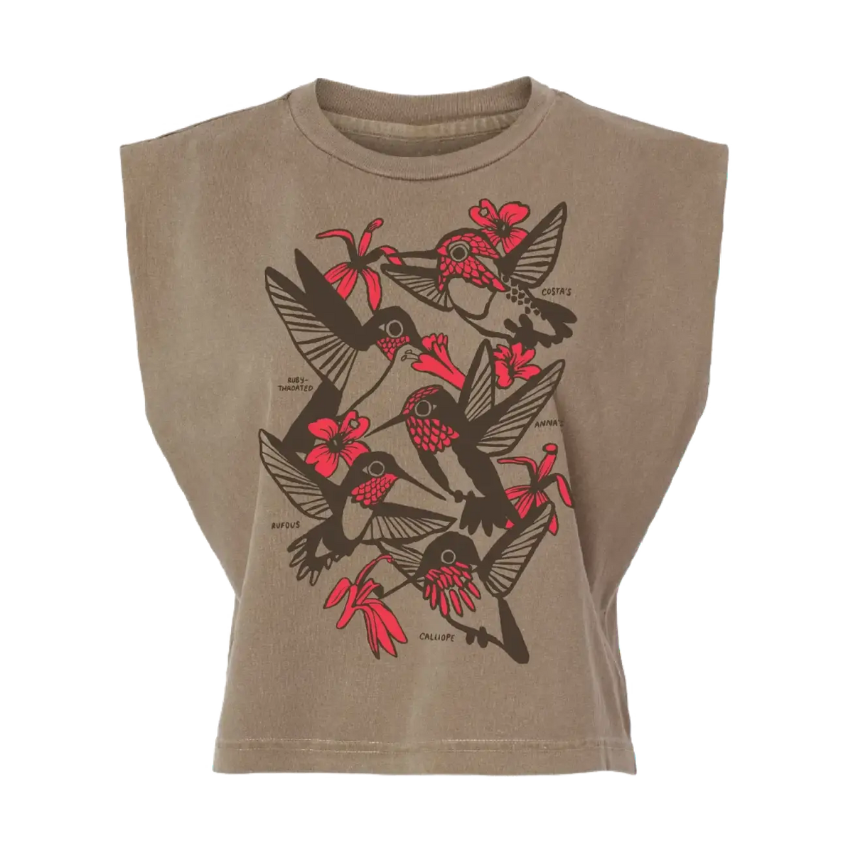 Hummingbirds Boxy Tank in Mushroom