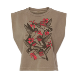 Hummingbirds Boxy Tank in Mushroom