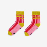 House Socks in Plaid Stripe Pink & Red S/M