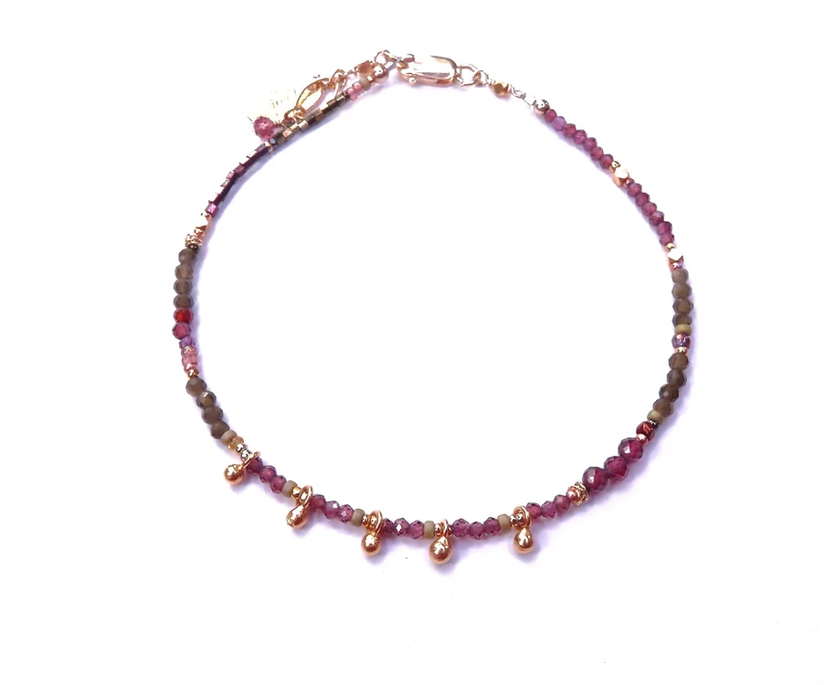 Bracelet with 24K Gold Vermeil, Garnet, and Jade at PINCH