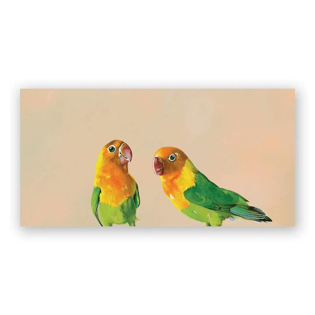 Lovebird Pair 12x6 Wooden Panel at PINCH
