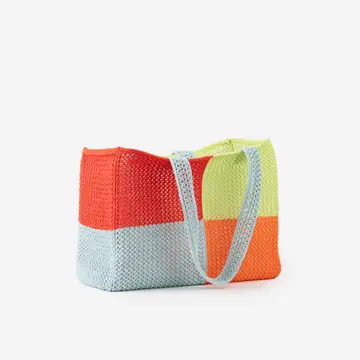 Quattro Raffia Beach Tote in Poppy Stone Blue