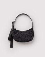 Small Nylon Crescent Bag in Charcoal Ditsy Floral