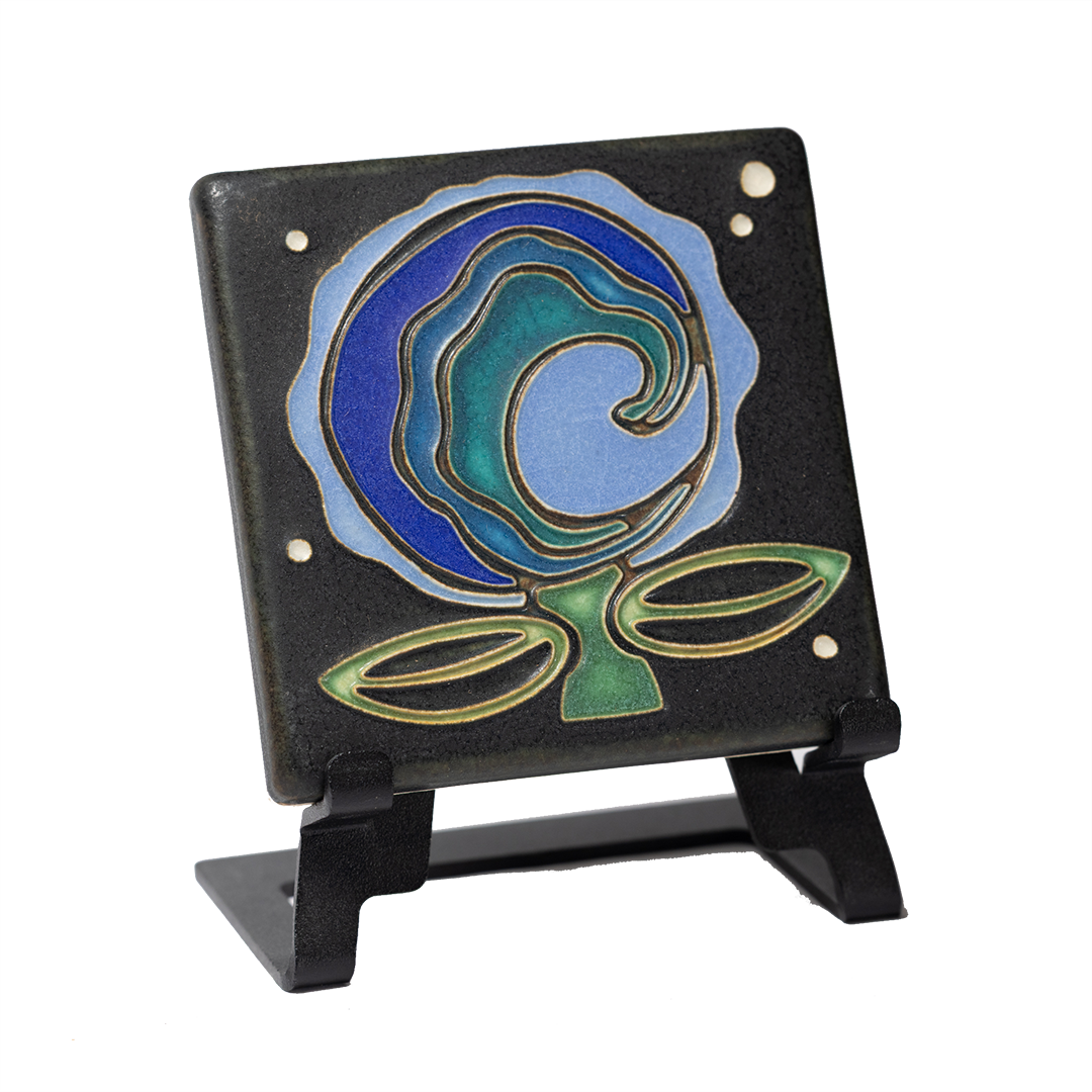 Cosmic Bloom 4x4 Tile in Blue