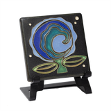 Cosmic Bloom 4x4 Tile in Blue