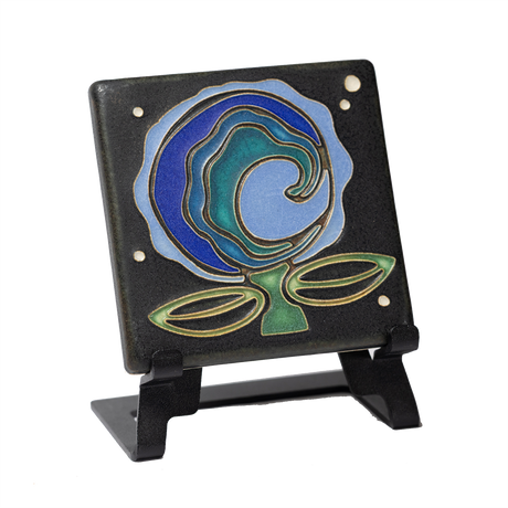 Cosmic Bloom 4x4 Tile in Blue