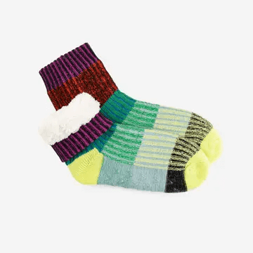 Mosaic House Socks in Lime Cobalt Size S/M at PINCH