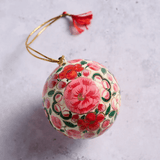 Painted Bright Florals Paper Mache Ball Ornament from Ten Thousand Villages at Pinch in Northampton, MA