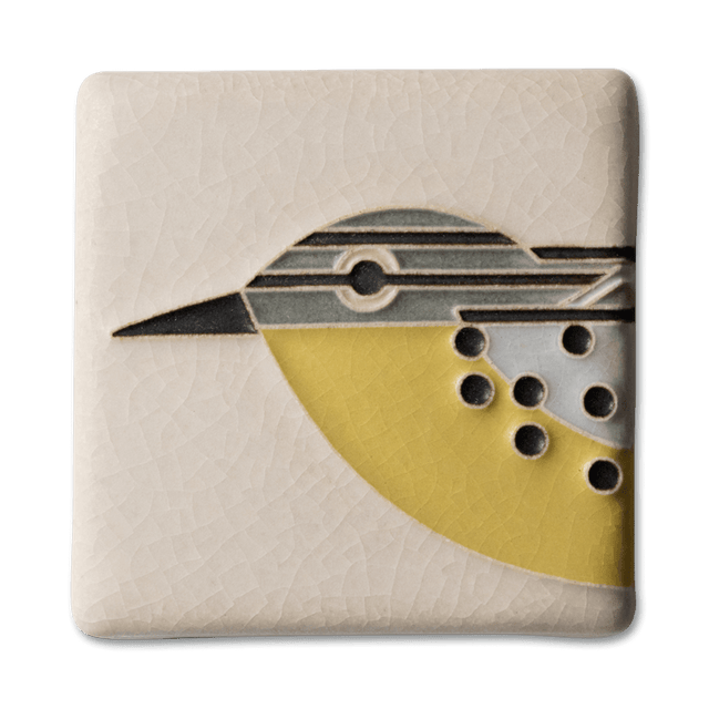 Warbler Tile in Bone 3x3 from Motawi Tileworks at Pinch in Northampton, MA
