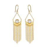 Cascade of Sunlight Moonstone Fringe Drop Earrings