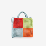 Quattro Raffia Mini Tote in Poppy Stone Blue