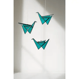 Glass Peace Crane Suncatcher in Teal from Samara Designs Studio at Pinch in Northampton, MA
