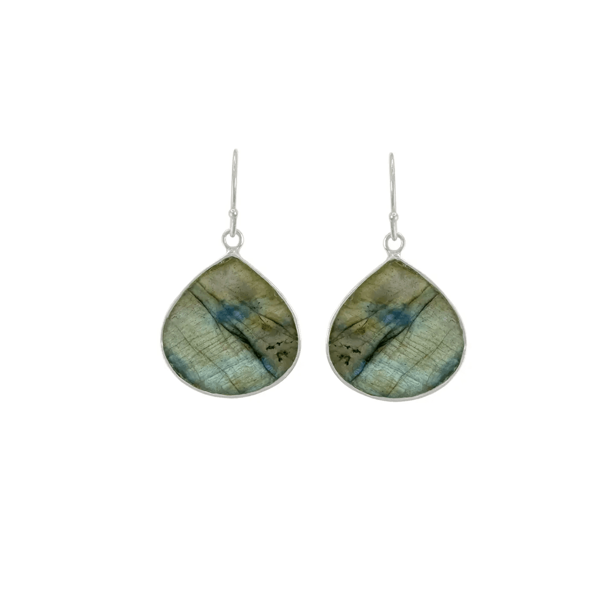 Labradorite Slab Teardrop Earrings in Sterling Silver at PINCH