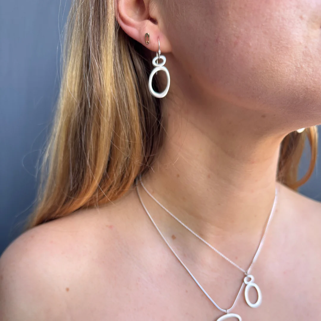 Small Double Oval Earrings in Sterling Silver