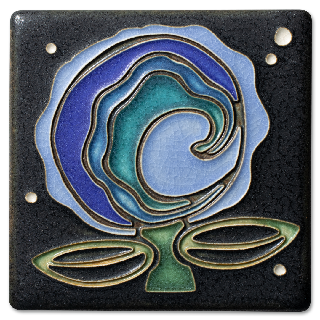Cosmic Bloom 4x4 Tile in Blue