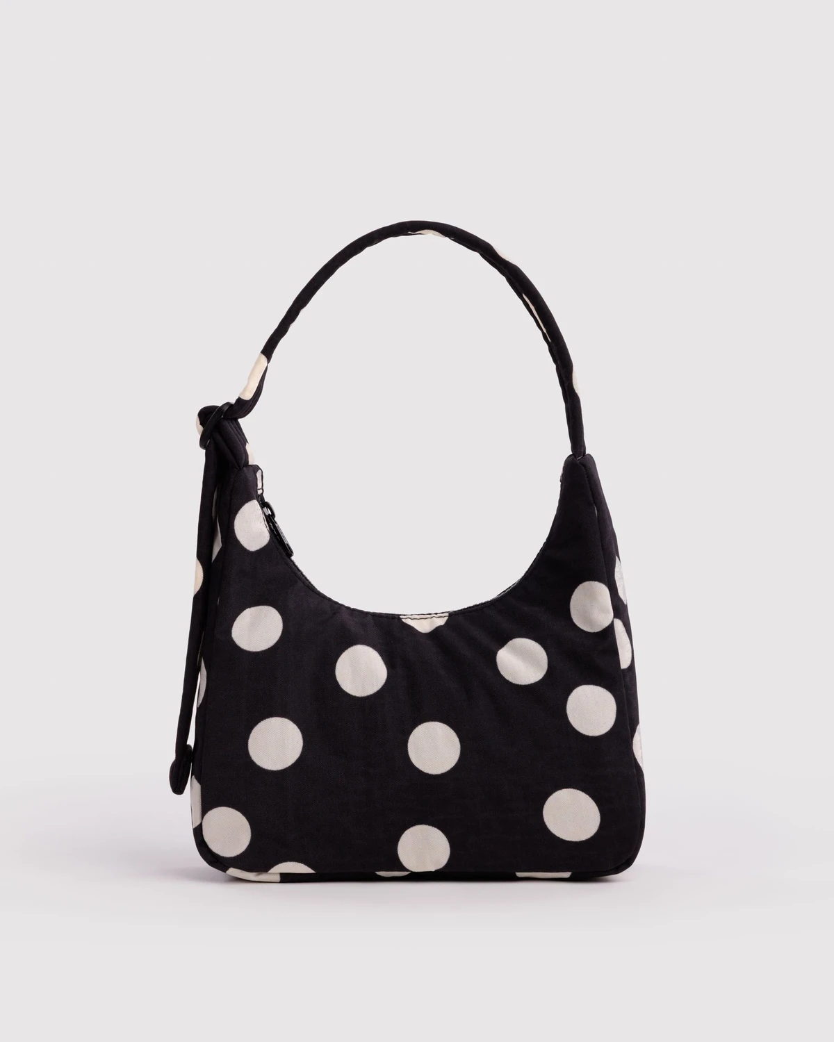 Black and Cream Polka Dot Baggu Mini Nylon Shoulder Bag