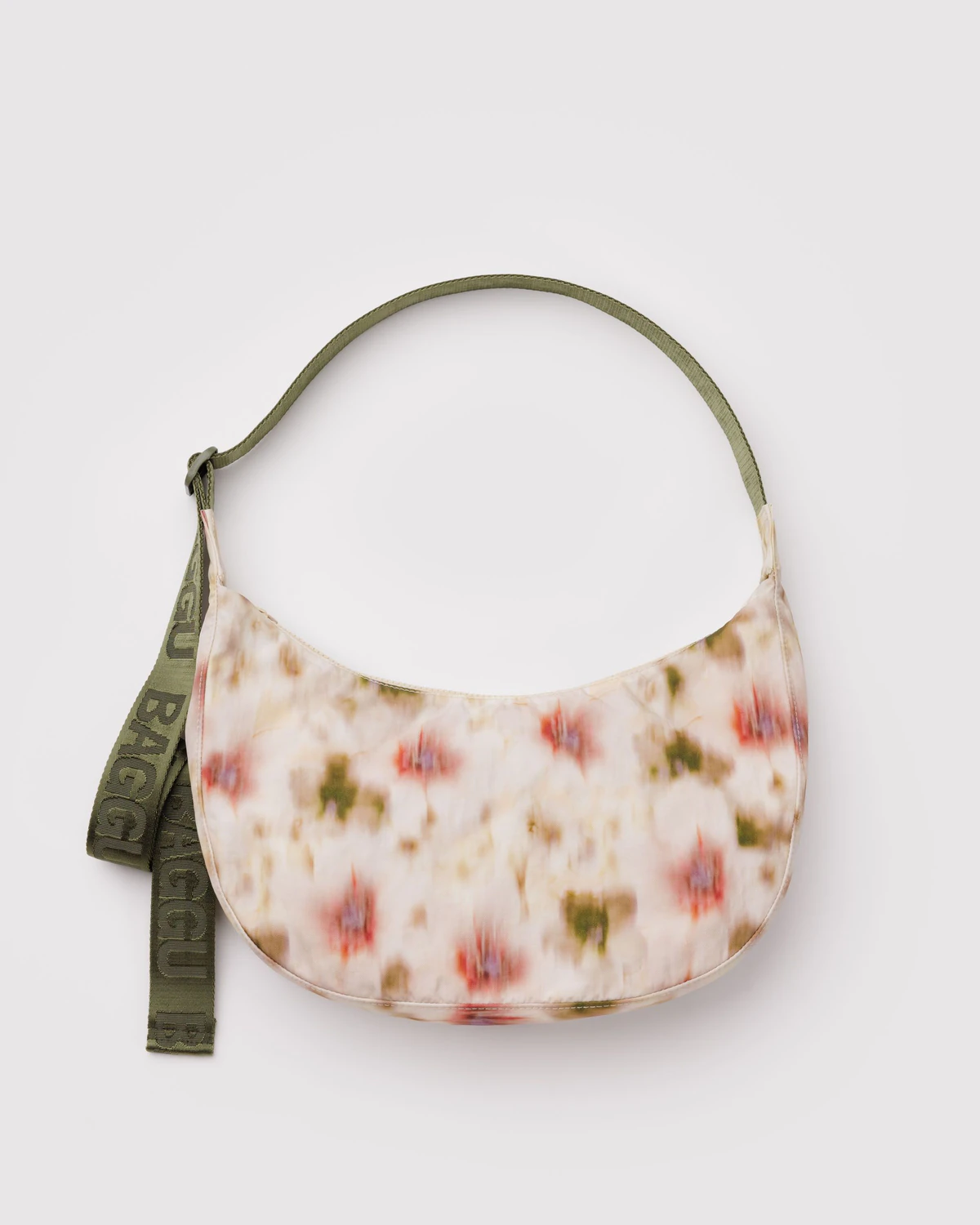 Medium Nylon Crescent Bag in Abstract Floral
