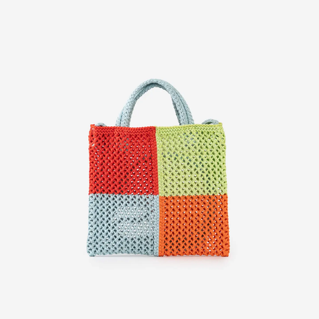 Quattro Raffia Mini Tote in Poppy Stone Blue