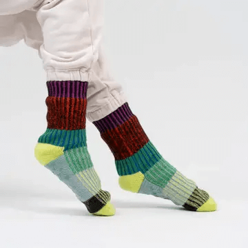 Mosaic House Socks in Lime Cobalt Size L/XL at PINCH