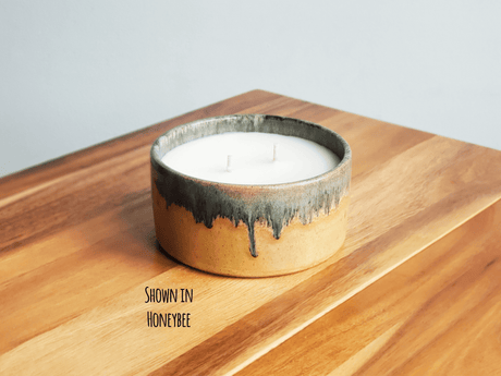 Bergamot Candle with Double Wick in Honeybee Glaze from Dock 6 Pottery at Pinch in Northampton, MA