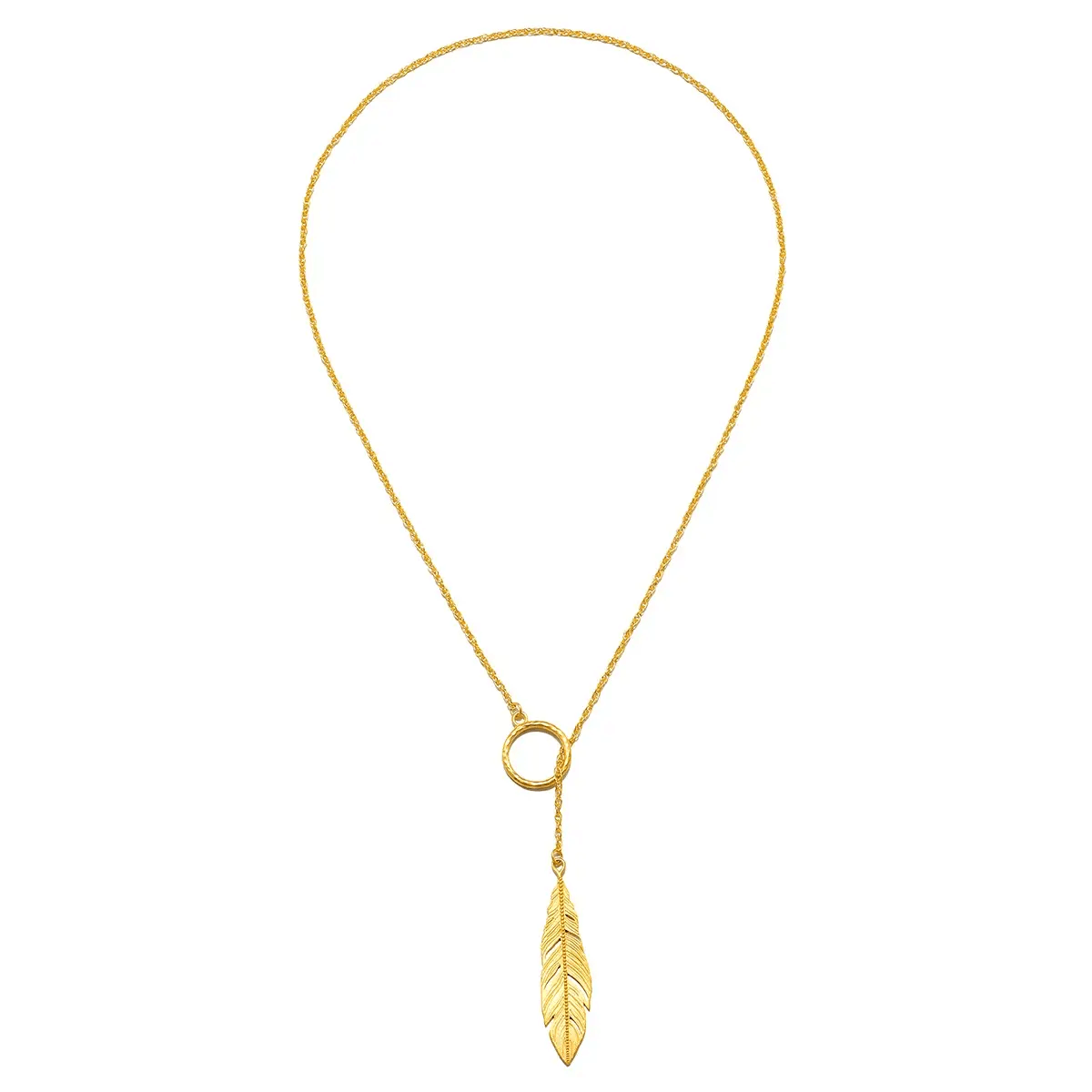 Spiritual Messenger Feather Lariat Necklace from Satya at Pinch in Northampton, MA