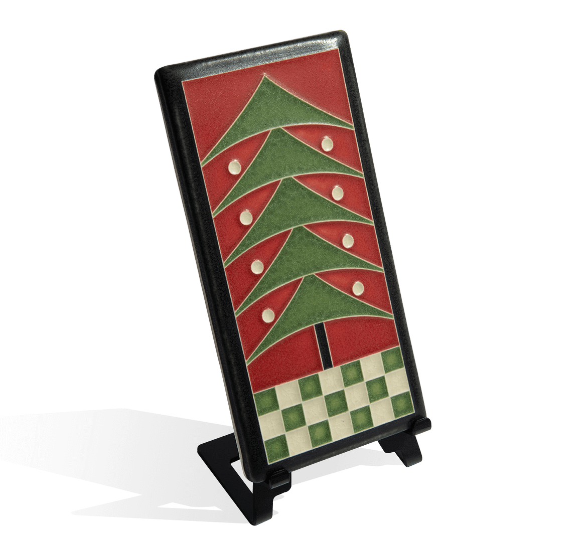 Tile 4x8 Dard Hunter Tree in Red from Motawi Tileworks at Pinch in Northampton, MA