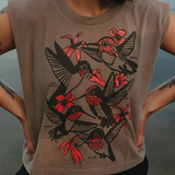 Hummingbirds Boxy Tank in Mushroom