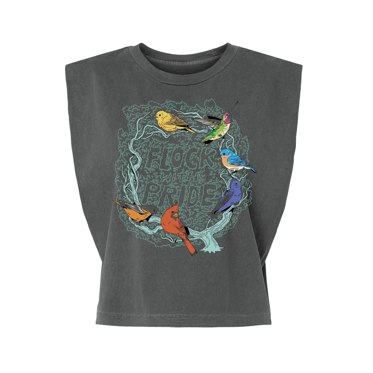 Flock with Pride Boxy Tank in Pepper