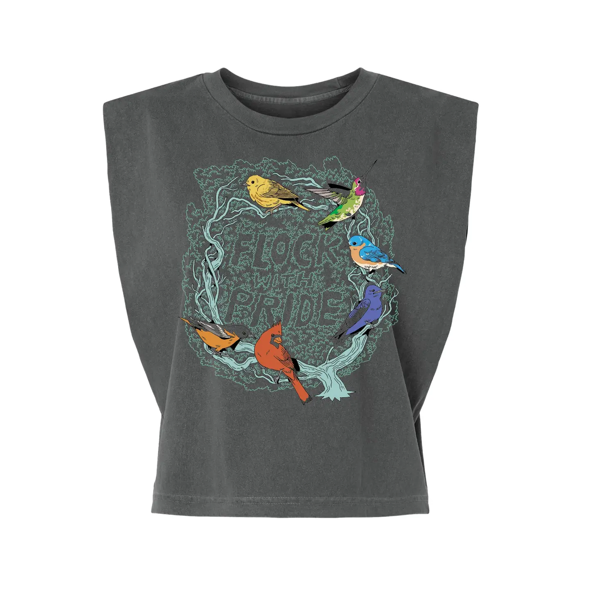 Flock with Pride Boxy Tank in Pepper