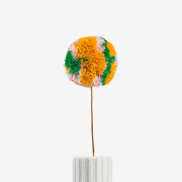 Mega Pom Flower in Kelly Green & Peach
