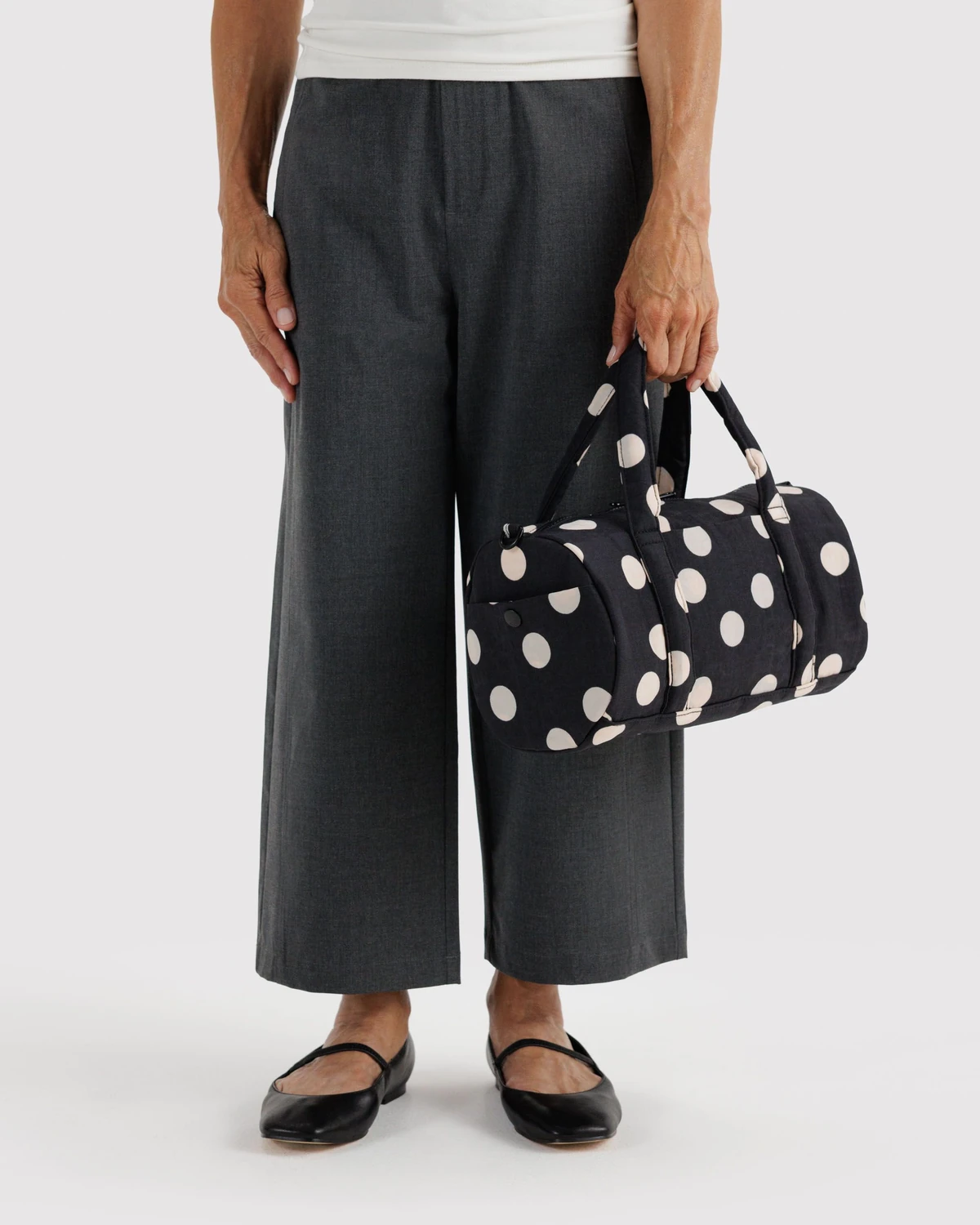 Black and Cream Gingham Baggu Nylon Duffle Bag